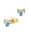Crystal Bow with Turquoise Silver Stud Earring STS-3197